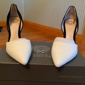 Vince Camuto Norell leather & suede pumps (white)